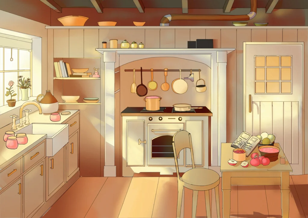 Interior Illustration room kitchen 2d